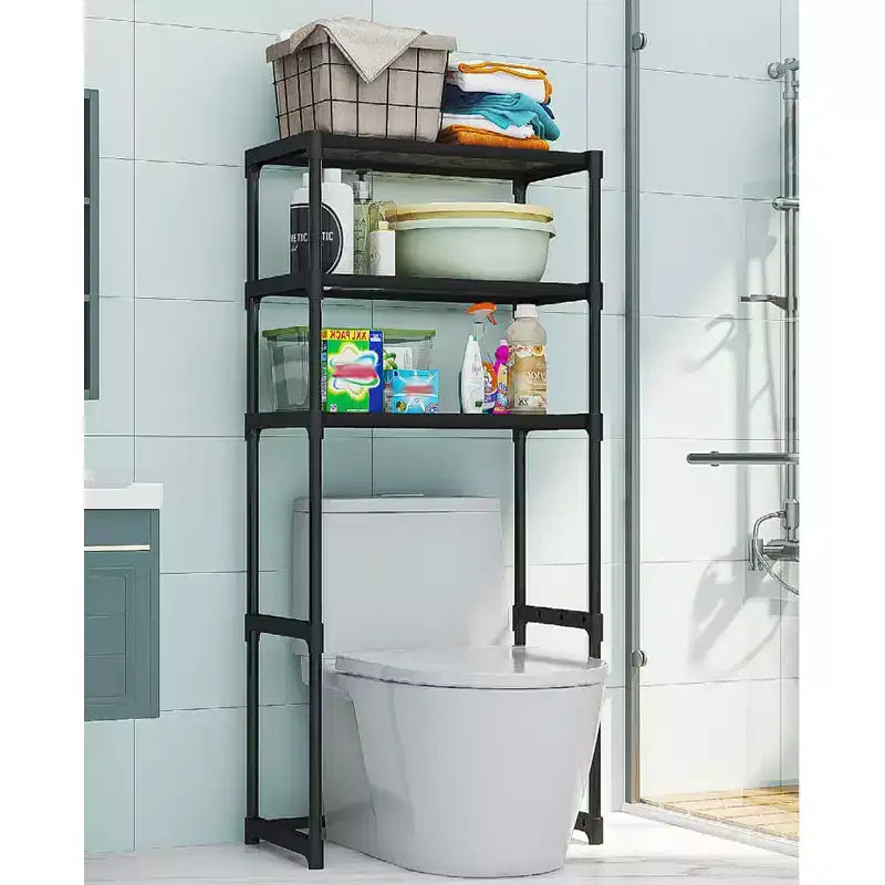 Mobiletto salvaspazio a 3 ripiani da appoggio sopra il WC, scaffale organizer autoportante per bagno, facile da montare, per bagno