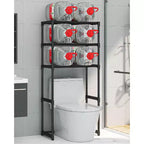 Mobiletto salvaspazio a 3 ripiani da appoggio sopra il WC, scaffale organizer autoportante per bagno, facile da montare, per bagno
