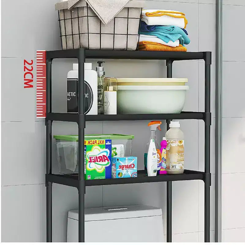 Mobiletto salvaspazio a 3 ripiani da appoggio sopra il WC, scaffale organizer autoportante per bagno, facile da montare, per bagno