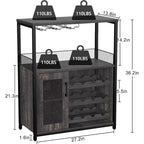 Mobile Bar per Caffè e Vino con Portabottiglie Rimovibile, Porta Bicchieri, Cassetto e Anta in Rete – Credenza e Contenitore per Sala da Pranzo, Cucina