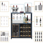 Mobile Bar per Caffè e Vino con Portabottiglie Rimovibile, Porta Bicchieri, Cassetto e Anta in Rete – Credenza e Contenitore per Sala da Pranzo, Cucina