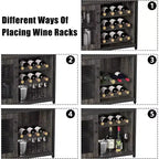 Mobile Bar per Caffè e Vino con Portabottiglie Rimovibile, Porta Bicchieri, Cassetto e Anta in Rete – Credenza e Contenitore per Sala da Pranzo, Cucina