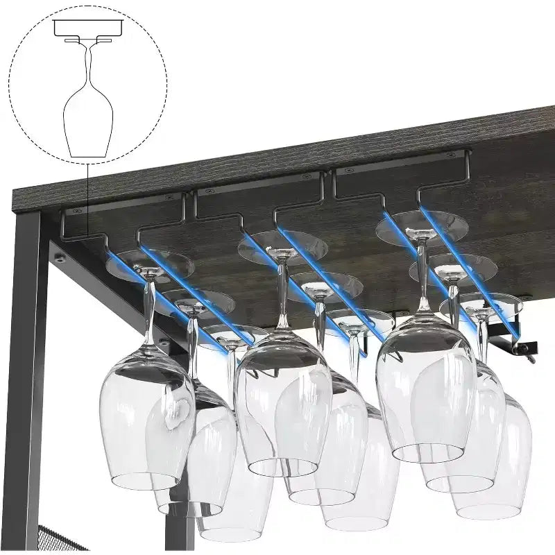 Mobile Bar per Caffè e Vino con Portabottiglie Rimovibile, Porta Bicchieri, Cassetto e Anta in Rete – Credenza e Contenitore per Sala da Pranzo, Cucina