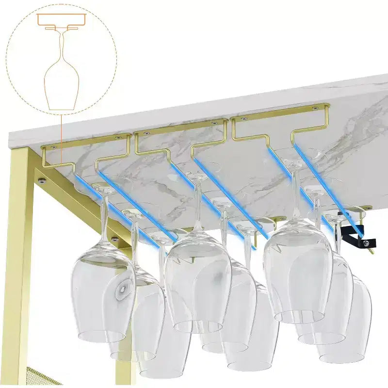 Mobile Bar per Caffè e Vino con Portabottiglie Rimovibile, Porta Bicchieri, Cassetto e Anta in Rete – Credenza e Contenitore per Sala da Pranzo, Cucina