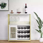 Mobile Bar per Caffè e Vino con Portabottiglie Rimovibile, Porta Bicchieri, Cassetto e Anta in Rete – Credenza e Contenitore per Sala da Pranzo, Cucina