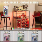 Mobile Bar per Caffè e Vino con Portabottiglie Rimovibile, Porta Bicchieri, Cassetto e Anta in Rete – Credenza e Contenitore per Sala da Pranzo, Cucina