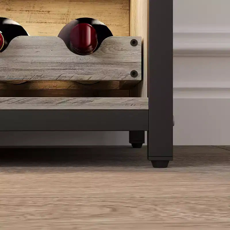 Mobile Bar per Caffè e Vino con Portabottiglie Rimovibile, Porta Bicchieri, Cassetto e Anta in Rete – Credenza e Contenitore per Sala da Pranzo, Cucina