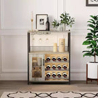 Mobile Bar per Caffè e Vino con Portabottiglie Rimovibile, Porta Bicchieri, Cassetto e Anta in Rete – Credenza e Contenitore per Sala da Pranzo, Cucina