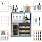 Mobile Bar per Caffè e Vino con Portabottiglie Rimovibile, Porta Bicchieri, Cassetto e Anta in Rete – Credenza e Contenitore per Sala da Pranzo, Cucina