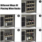 Mobile Bar per Caffè e Vino con Portabottiglie Rimovibile, Porta Bicchieri, Cassetto e Anta in Rete – Credenza e Contenitore per Sala da Pranzo, Cucina