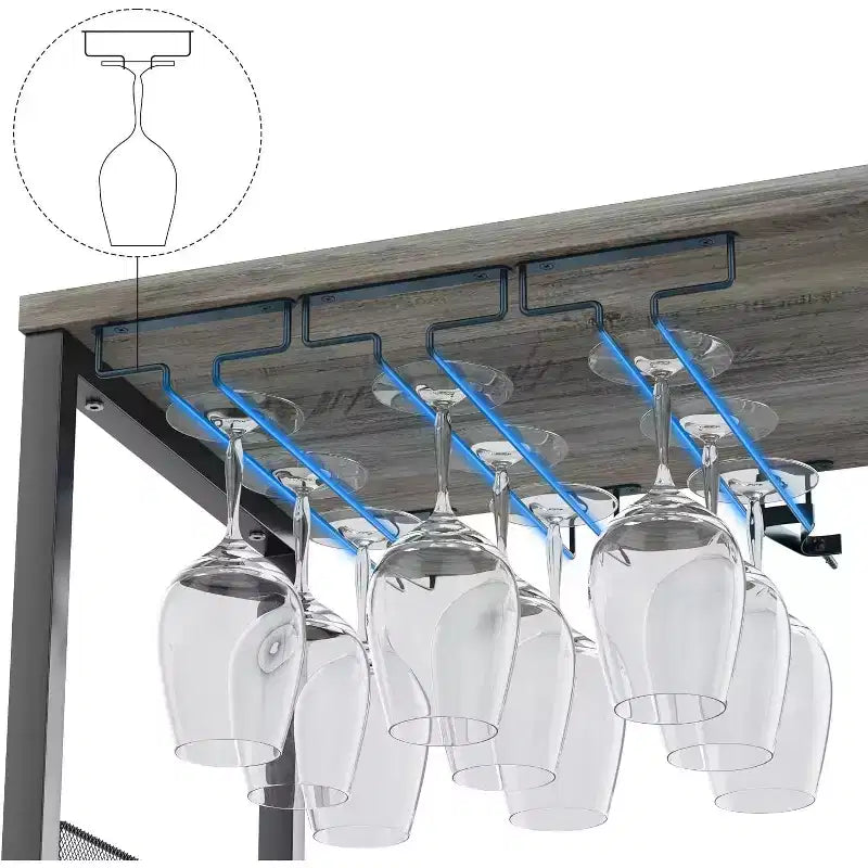 Mobile Bar per Caffè e Vino con Portabottiglie Rimovibile, Porta Bicchieri, Cassetto e Anta in Rete – Credenza e Contenitore per Sala da Pranzo, Cucina