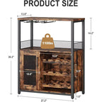 Mobile Bar per Caffè e Vino con Portabottiglie Rimovibile, Porta Bicchieri, Cassetto e Anta in Rete – Credenza e Contenitore per Sala da Pranzo, Cucina