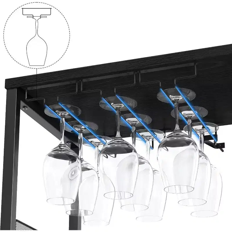 Mobile Bar per Caffè e Vino con Portabottiglie Rimovibile, Porta Bicchieri, Cassetto e Anta in Rete – Credenza e Contenitore per Sala da Pranzo, Cucina