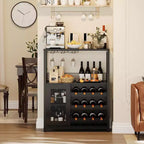 Mobile Bar per Caffè e Vino con Portabottiglie Rimovibile, Porta Bicchieri, Cassetto e Anta in Rete – Credenza e Contenitore per Sala da Pranzo, Cucina