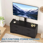 Mobile TV con Supporto per TV da 32-75 Pollici, Consolle Multimediale Moderna con 4 Grandi Cassetti, Credenza Centro Intrattenimento per Soggiorno e Camera da Letto