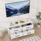 Mobile TV con Supporto per TV da 32-75 Pollici, Consolle Multimediale Moderna con 4 Grandi Cassetti, Credenza Centro Intrattenimento per Soggiorno e Camera da Letto