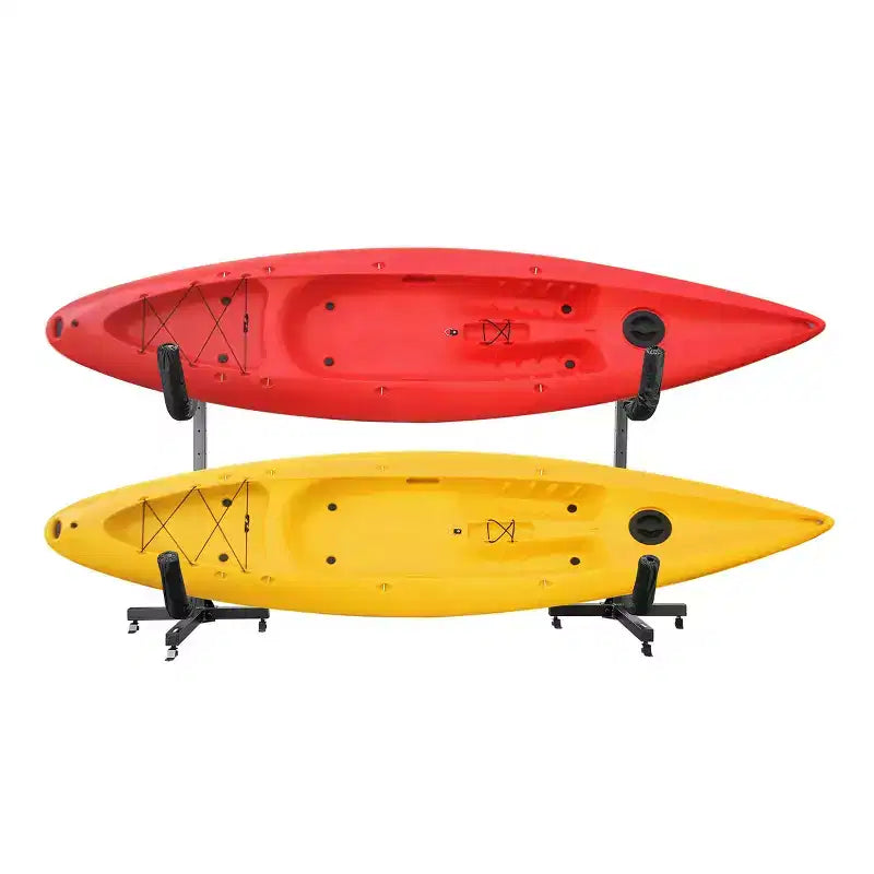 Porta Kayak e SUP Autoportante, Contiene 2 Kayak fino a 79 kg, Acciaio Verniciato a Polvere, Nero