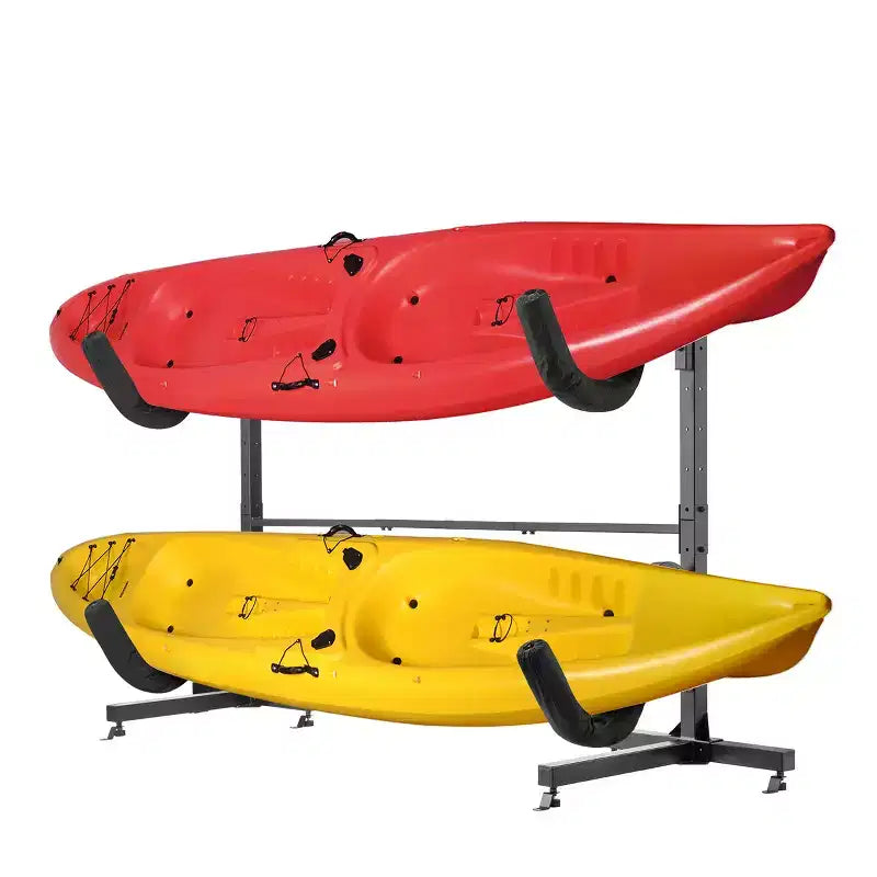 Porta Kayak e SUP Autoportante, Contiene 2 Kayak fino a 79 kg, Acciaio Verniciato a Polvere, Nero