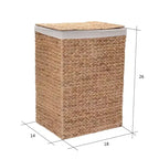 Cesti portabiancheria in vimini fatti a mano con coperchio, set da 2, in giacinto d'acqua, naturale