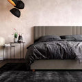 Struttura letto imbottita Wynn - Letto a piattaforma moderno con testiera imbottita