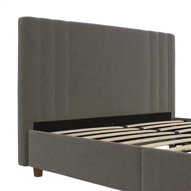 Struttura letto imbottita Wynn - Letto a piattaforma moderno con testiera imbottita