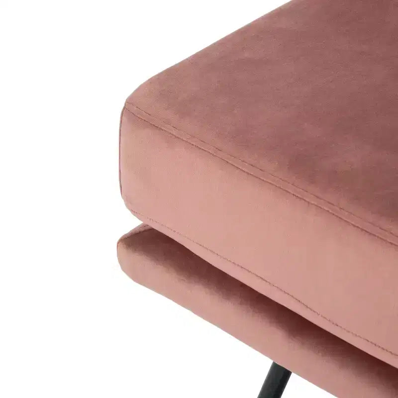 Poltrona Kermit in Velluto con Gambe in Metallo, Senza Braccioli, Rosa Antico