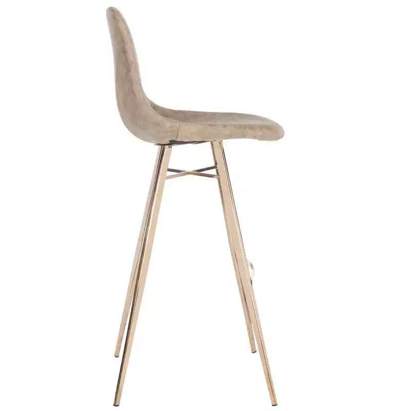 Sgabello da bar Mathison con schienale imbottito e poggiapiedi, marrone e rame, altezza seduta 76 cm