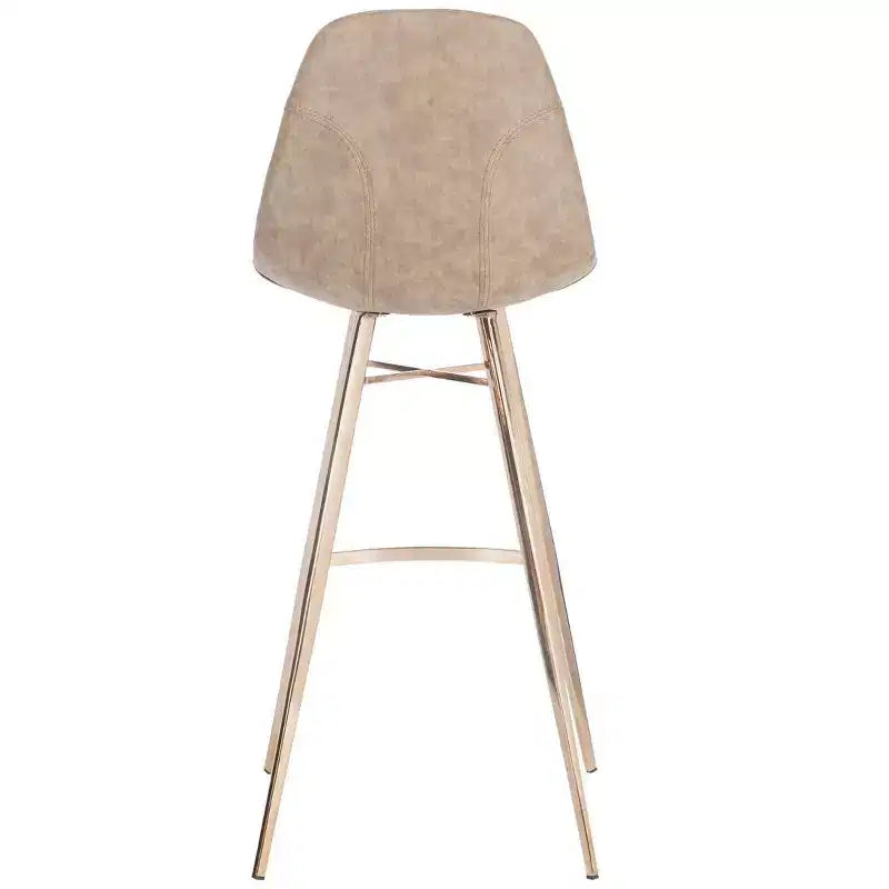 Sgabello da bar Mathison con schienale imbottito e poggiapiedi, marrone e rame, altezza seduta 76 cm
