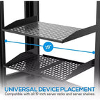 Ripiani per Server Rack Heavy-Duty per un'Organizzazione Semplice con Profondità Regolabile, Robusta Struttura in Acciaio, Finitura Nera