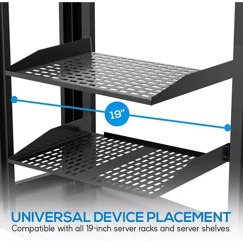 Ripiani per Server Rack Heavy-Duty per un'Organizzazione Semplice con Profondità Regolabile, Robusta Struttura in Acciaio, Finitura Nera