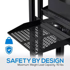 Ripiani per Server Rack Heavy-Duty per un'Organizzazione Semplice con Profondità Regolabile, Robusta Struttura in Acciaio, Finitura Nera