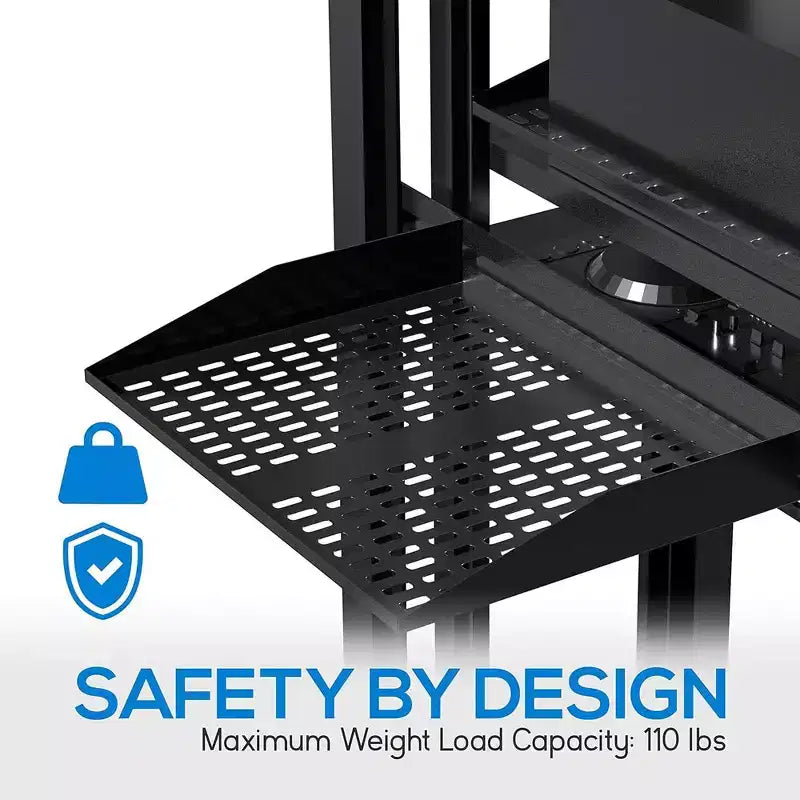Ripiani per Server Rack Heavy-Duty per un'Organizzazione Semplice con Profondità Regolabile, Robusta Struttura in Acciaio, Finitura Nera