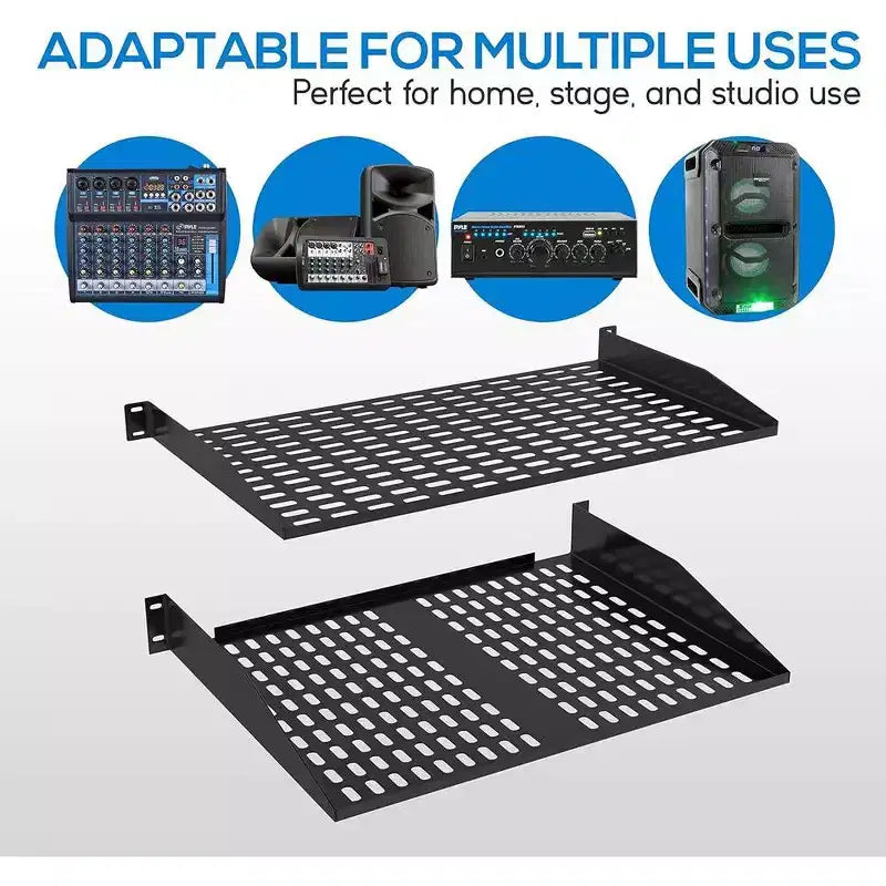 Ripiani per Server Rack Heavy-Duty per un'Organizzazione Semplice con Profondità Regolabile, Robusta Struttura in Acciaio, Finitura Nera