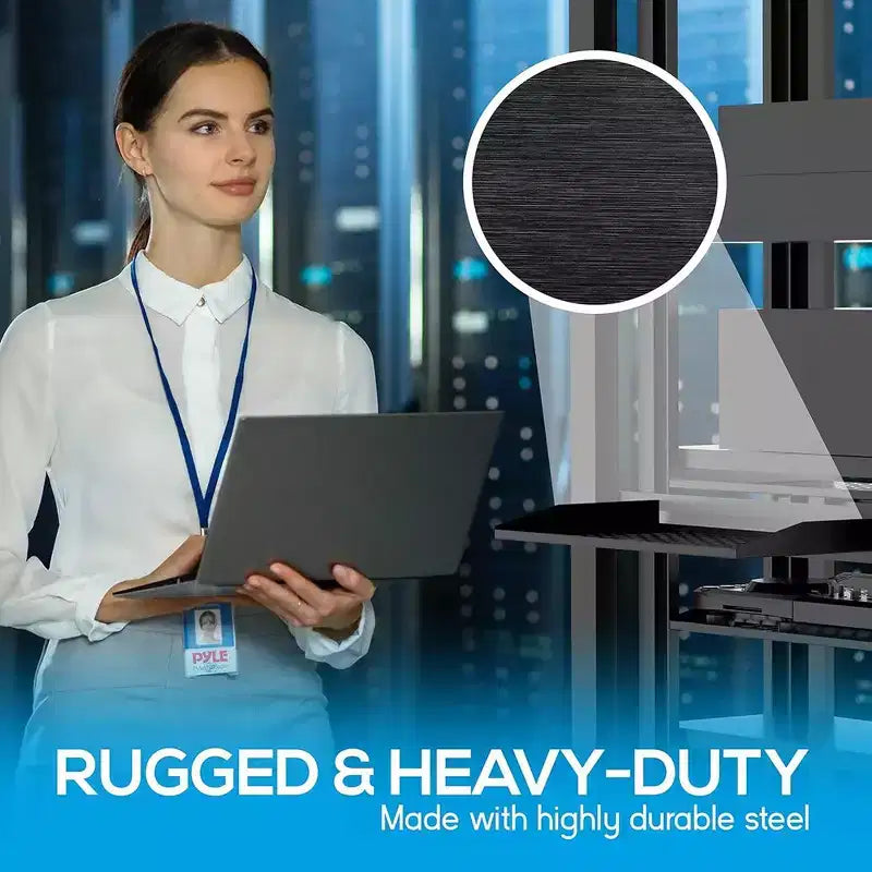 Ripiani per Server Rack Heavy-Duty per un'Organizzazione Semplice con Profondità Regolabile, Robusta Struttura in Acciaio, Finitura Nera
