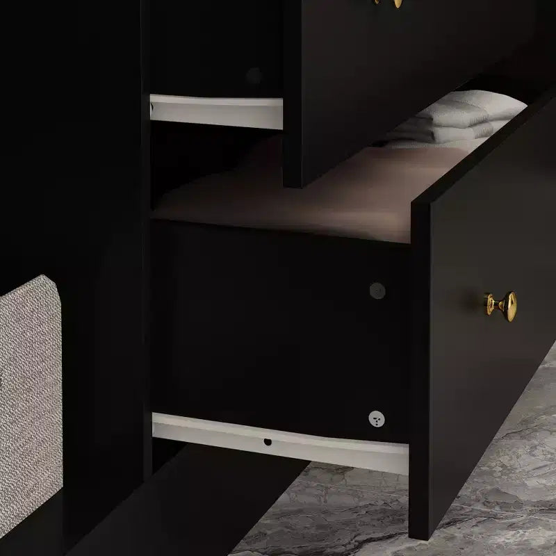 Armadio moderno a 4 ante con specchio, 2 cassetti e aste robuste