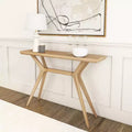 Verso Tavolo consolle da 46" in pino massiccio, design scandinavo con gambe incrociate, tavolo stretto per l'ingresso